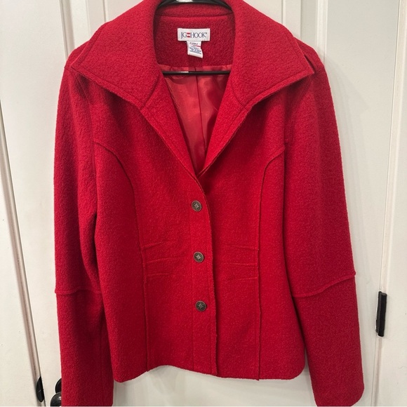 JG Hook Vintage Red Wool Jacket 12 (fits small like 8-10) - Picture 1 of 5